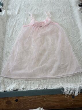 Vintage ValMode Sheer Pink Babydoll Nightgown (S)
